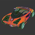 Orange Futuristic Sports Car With Sleek Aerodynamic Body And Transparent Roof