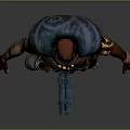 3D Warrior Character Model With Red Head Blue Outfit and Mechanical Limb