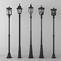 Black Outdoor Street Lights With Various Design Styles And Tall Lamp Posts