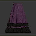 Purple Lace Long Skirt With Black Ruffled Hem And Elegant Design