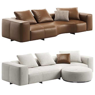 Minotti double sofa pillow sofa 3d model