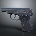 Modern Metal Handgun With Textured Grip Trigger Barrel And Red Indicator 3d model