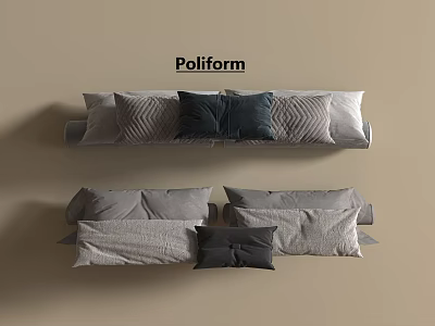 Poliform Elegant Cushions With Gray Blue Tones And Textured Patterns For Home Decor 3d model