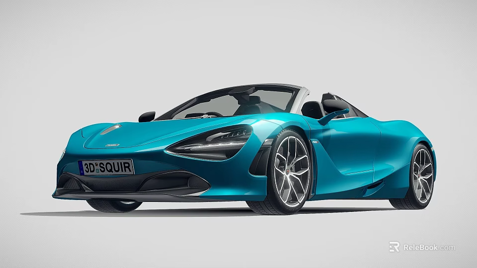 Blue Convertible Sports Car With Sleek Exterior Design And Alloy Wheels 3d model 