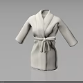 Elegant White Kimono Style Robe With Long Sleeves And Waist Sash