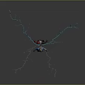 Glowing Character And Creature Surrounded By Blue Electric Lightning Energy