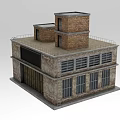 Industrial Style Building With Brick Walls Windows Large Doors And Roof Structures