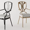 Modern Black And Gold Dining Chairs With Metal Frame Armrests Decorative Backrest And Upholstered Seat