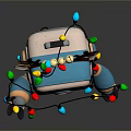 Christmas Themed Robot Figure With Reindeer Antlers Colorful Lights And Smiley Screen