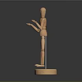 Game and Movie Character Design Reference Using Wooden Mannequin With Open Arms Standing Base