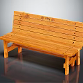 Outdoor Wooden Bench Natural Wood Color Long Seat Simple Design