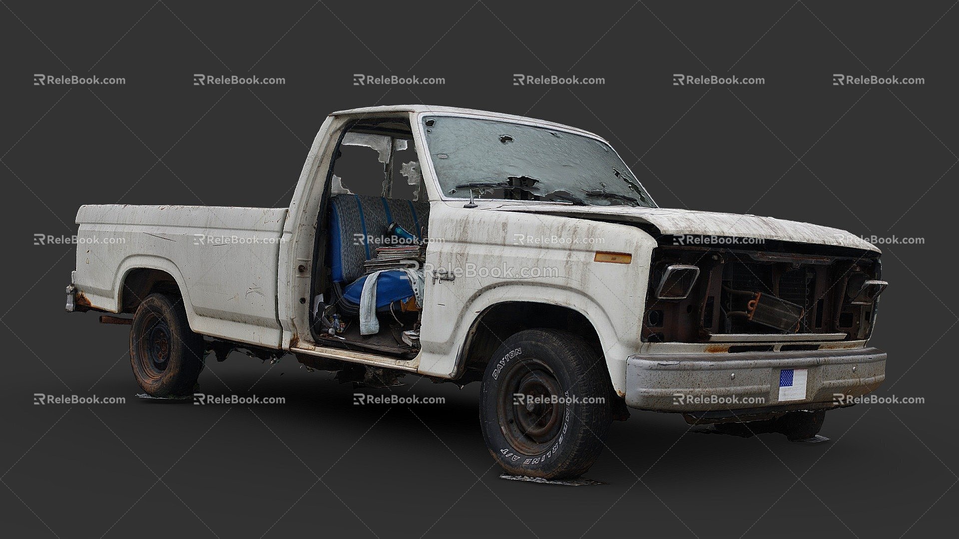 The wrecked truck 3d model