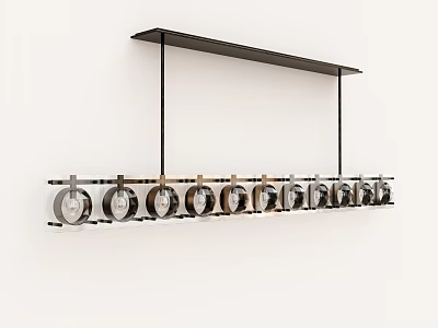Modern Linear Chandelier With Black Metal Frame And Multiple Glass Globe Shades 3d model