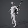 Game Movie Character With White Humanoid Figure And Multiple Mechanical Arms