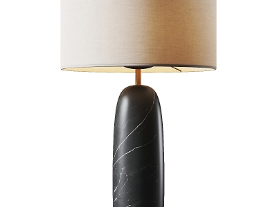 Black Stone Fabric Lampshade Table Lamp 3d model