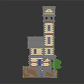 Detailed Brick Tower House Model Featuring Windows Door And Roof 3d model