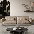 Quiet Cream Wind Petal Sofa Three-person Sofa Multi-person Sofa 3d model