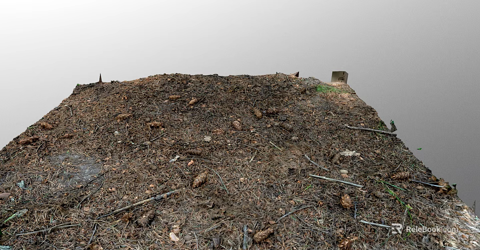 Outdoor Abandoned Dirt Pile With Scattered Trash Branches Stones And Debris 3d model 