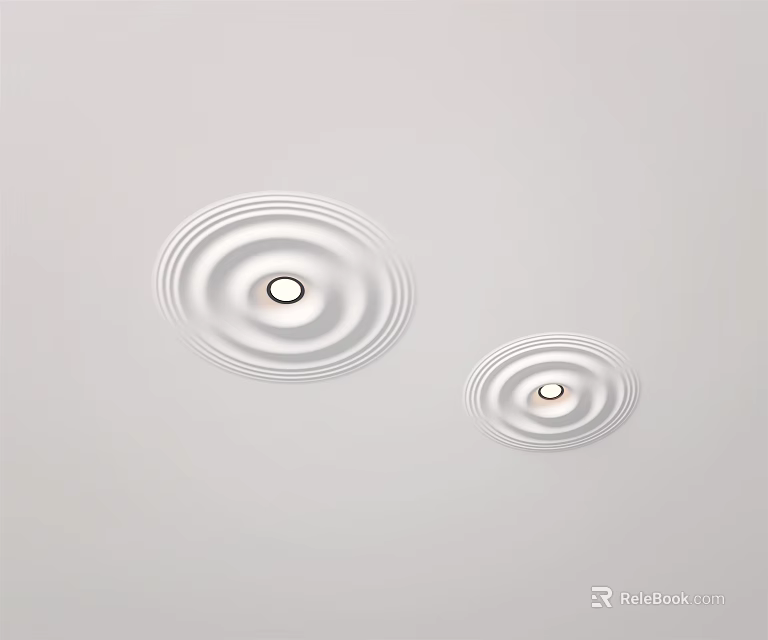 Elegant Recessed Downlights and Spotlights with Circular Ripple Design for Interior Ceiling 3d model 