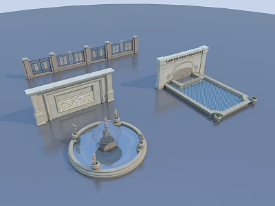 European style landscape wall waterscape 3d model