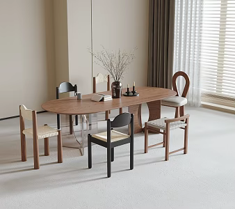 Dining Table and Chair Combination Dining Chair Single Chair Dining Table 3d model