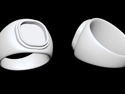 White Modern Minimalist Rings With Sleek Smooth Surface Two Perspective Views Design 3d model