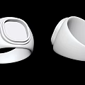 White Modern Minimalist Rings With Sleek Smooth Surface Two Perspective Views Design
