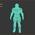 Futuristic Mechanical Armor Character With Silver And Red Design In Standing Pose