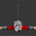 3D Animated Character Creature With Silver White Hair Red Coat Blue Pants Muscular Arms Outstretched