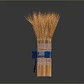Golden Wheat Bunch Tied in Bamboo Box With Blue Ribbon Decoration