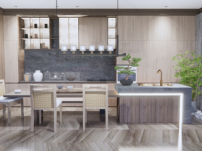 New Chinese Kitchen Tea Room 3d model