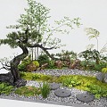 New Chinese style landscape sketch modeling pine tingbu terrain landscaping 3d model