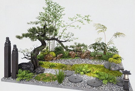 New Chinese style landscape sketch modeling pine tingbu terrain landscaping 3d model