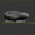 Rustic Weathered Stone Basin Placed On Lush Green Grass Ground