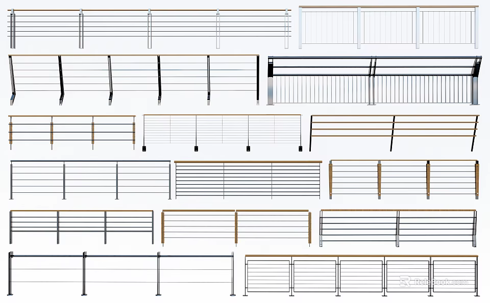 Various Fence Designs With Different Styles And Materials For Home Use 3d model