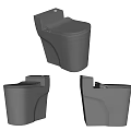Modern Gray Toilet Design Showcased From Different Angles With Sleek Surface