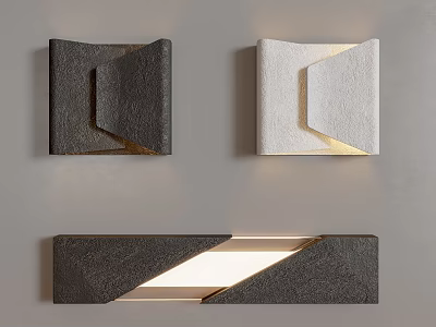 Modern Reception Desk Design Featuring Stylish Black White Wall Lamps And Textured Rectangular Light Fixture 3d model