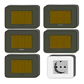 Kenzo Switch Panels with Dark Green Frames Brown Panels and White Socket