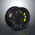 Black Car Wheel Rim With Yellow Center And Alloy Design For Automotive Vehicles