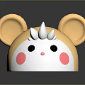 Cute Cartoon Style Hat With Yellow Mouse Ears White Horns And Pink Cheeks
