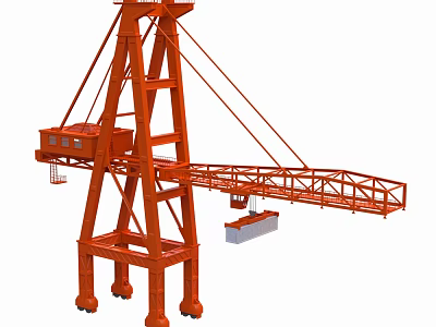 Industrial Equipment Orange Tower Crane with Steel Frame Boom and Hook 3d model