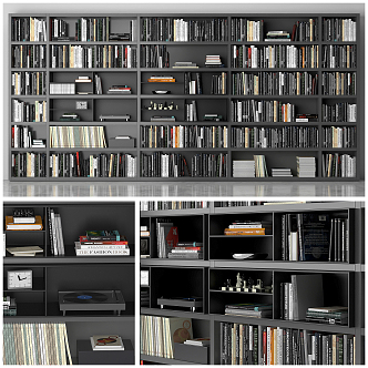 Modern bookcase senior gray bookcase 3d model