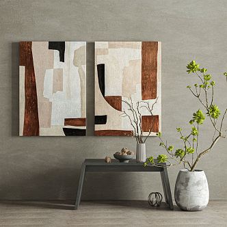 Modern abstract painting decorative painting combination 3d model