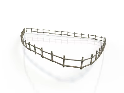 Curved Wooden Garden Fence With Classic Design And Natural Finish 3d model