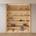 Wooden Storage Shelf Unit with Multiple Shelves Books Boxes Towels Vases Handbags and Shoes