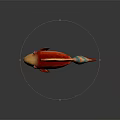 Colorful 3D Model Fish With Red Orange Body Green Eyes And Blue Orange Striped Tail