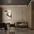 Cozy Modern Hotel Mahjong Room Interior With Tables Chairs Chandeliers And Decorative Plants