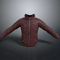 Dark Red Leather Jacket With Zipper Stand Up Collar And Pockets Simple Design 3d model