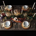 Modern Tableware Dining Table 3d model