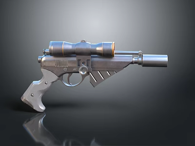 Unique Futuristic Pistol Weapon Design With Metallic Scope And Sleek Barrel 3d model